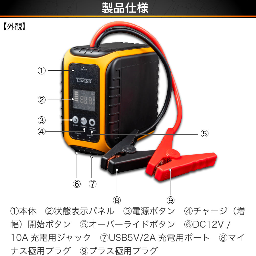 TSRER-60 テスレル ジャンプスターター 新技術セルフパワージェネレーション採用 12V車用