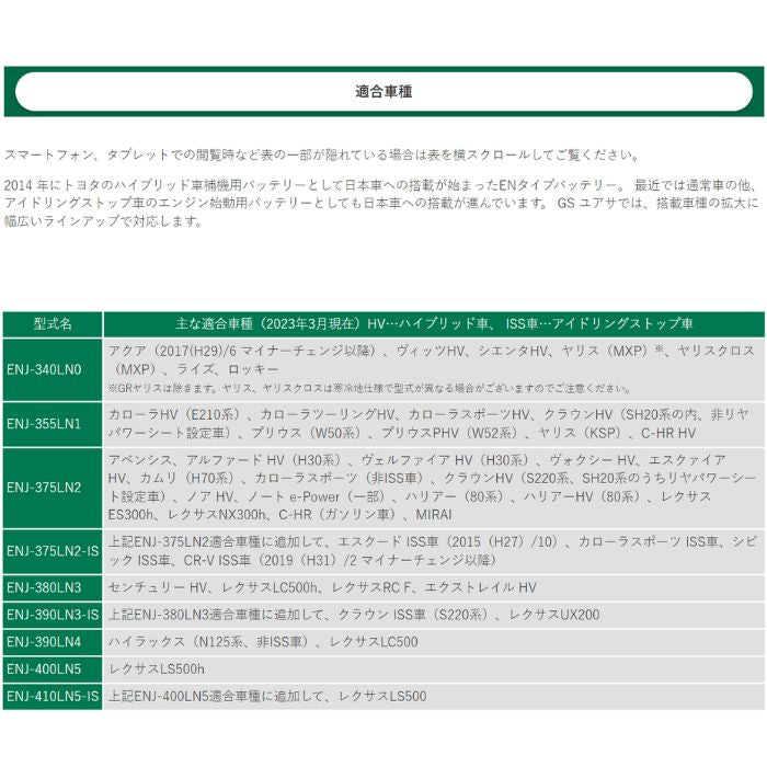 ENJ-390LN3-IS　エコ.アール　ENJ　GS Yuasa　車用バッテリー