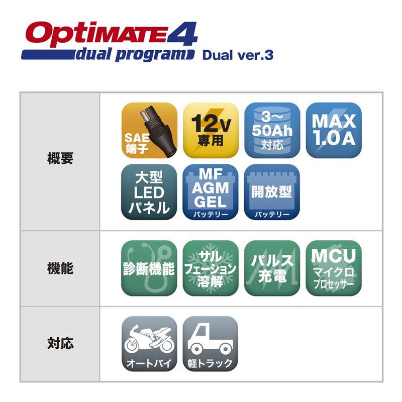 OPTIMATE4Dualver3　オプティメイト　バッテリー充電器　OptiMate 4 Dual　テックメイト　TecMate